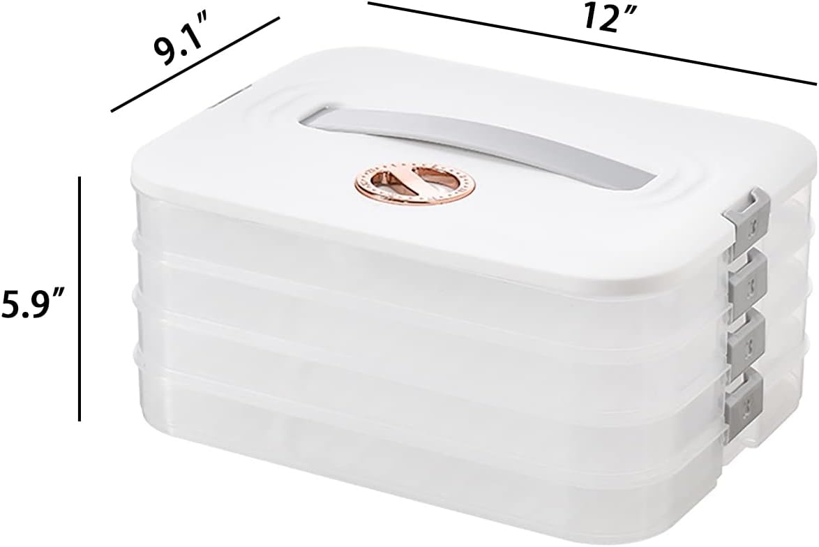 Skiennix 4-Layer Food Storage Containers - Stackable & Airtight Dumpling Storage Box