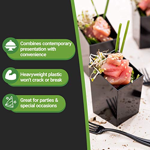 Restaurantware 3 Ounce Appetizer Cups 100 Incline Shooter Cups - Disposable Small Black Plastic Mini Dessert Cups For Mousses Parfaits Or Jello For Weddings Or Catering