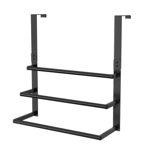 16Inch Over The Door Towel Rack, DOKU Stainless Steel Door Towel Hanger, Over Door Towel Holder with 3 Tier Towel Bars, Over Door Towel Storage for Bathroom, Matte Black