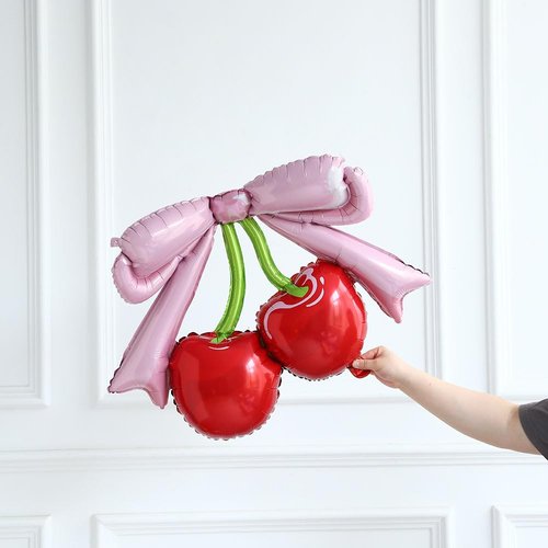 PageebO Cherry Birthday Decorations,146pcs Red and Pastel Pink Latex Balloons with Cherry Balloon for Cherry on TOP Baby Shower Decorations Girl Birthday Berry First Cute Fruit Party Favors Home Decor