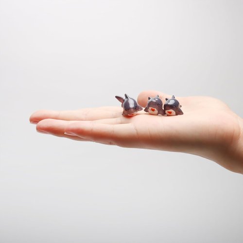 Exasinine Miniature Shark DIY Decoration Kit - 30 Pcs Resin Fish Tank Accessories for Fairy Garden & Terrarium (Gray)