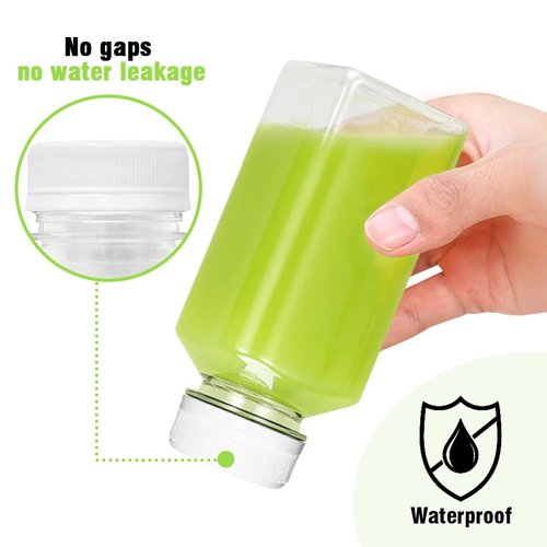 ztarraum 6PCS 8oz Reusable Plastic Juice Bottles with White Tamper Proof Lids, Brush, Funnel & Labels - Clear Juice Containers for Juicing, Smoothies & Homemade Beverages