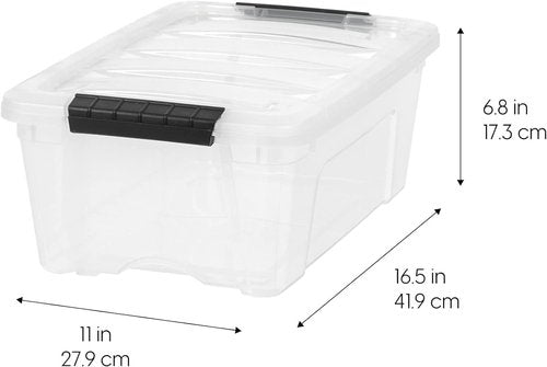 IRIS USA Storage Bins - 4-Pack 13 Quart Stackable Organizing Solution with Lids | Durable BPA-Free Plastic