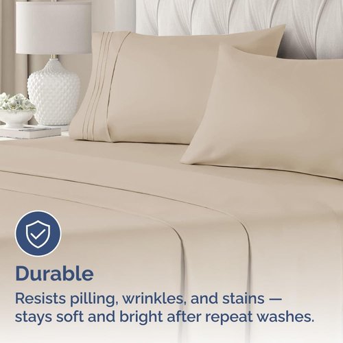 King Standard Pillow Cases - Soft Hotel Quality Pillowcase Covers | 4-Piece Set in Cream - Machine Washable