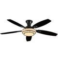 Fanyank Ceiling Fans with Lights-Crystal Ceiling Fan,52" Low Profile and Remote Control, Flush Mount, Reversible, 3CCT, Dimmable, Noiseless, Black Ceiling Fan for Bedroom