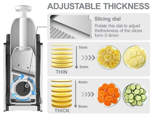 OYKEFAW Safer Mandoline Slicer For Kitchen, Potato Slicer for Chips, Vegetable & Food Cutter, Thickness Adjustable 0.1-8 mm, Kitchen Faster Slice Artifact (Only Slicer)