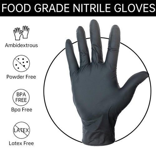 GLOKISS Black Disposable Nitrile Gloves Latex Free 5 Mil Rubber Cleaning,Food Safe Cooking Chef Working Gloves (100, Medium)