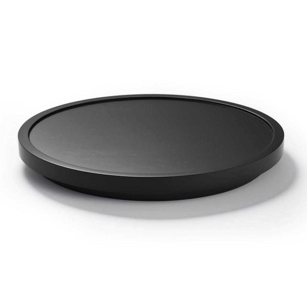 LAMU 11'' Wood Lazy Susan Organizer Turntable for Cabinet, Lazy Susan for Table Top, Pantry, Kitchen, Bathroom, Countertop, Rotating Spice Organizer, Vanity Decor Tray, Pine Wood, Black