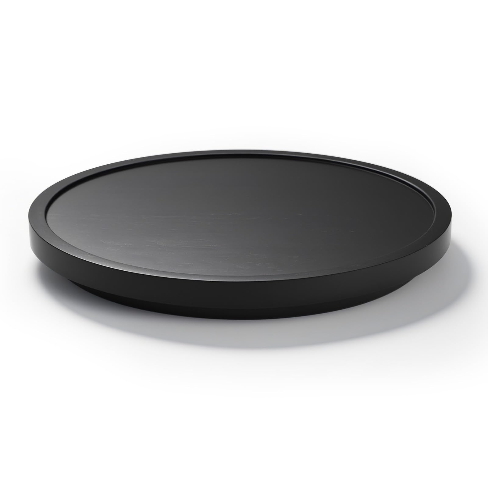 LAMU 11'' Wood Lazy Susan Organizer Turntable for Cabinet, Lazy Susan for Table Top, Pantry, Kitchen, Bathroom, Countertop, Rotating Spice Organizer, Vanity Decor Tray, Pine Wood, Black