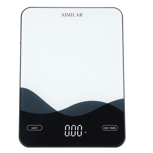 AIMILAR Digital Kitchen Scale - 22lb/10kg Capacity, USB-C Rechargeable, Easy Clean Glass Top, LED Touch Screen