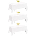 JALANCY 3 Pack Rectangle White Table Cloth Bulk Washable Polyester Table Cover for Wedding Dining Table Buffet Parties Banquet Decoration（60x102Inch, White）