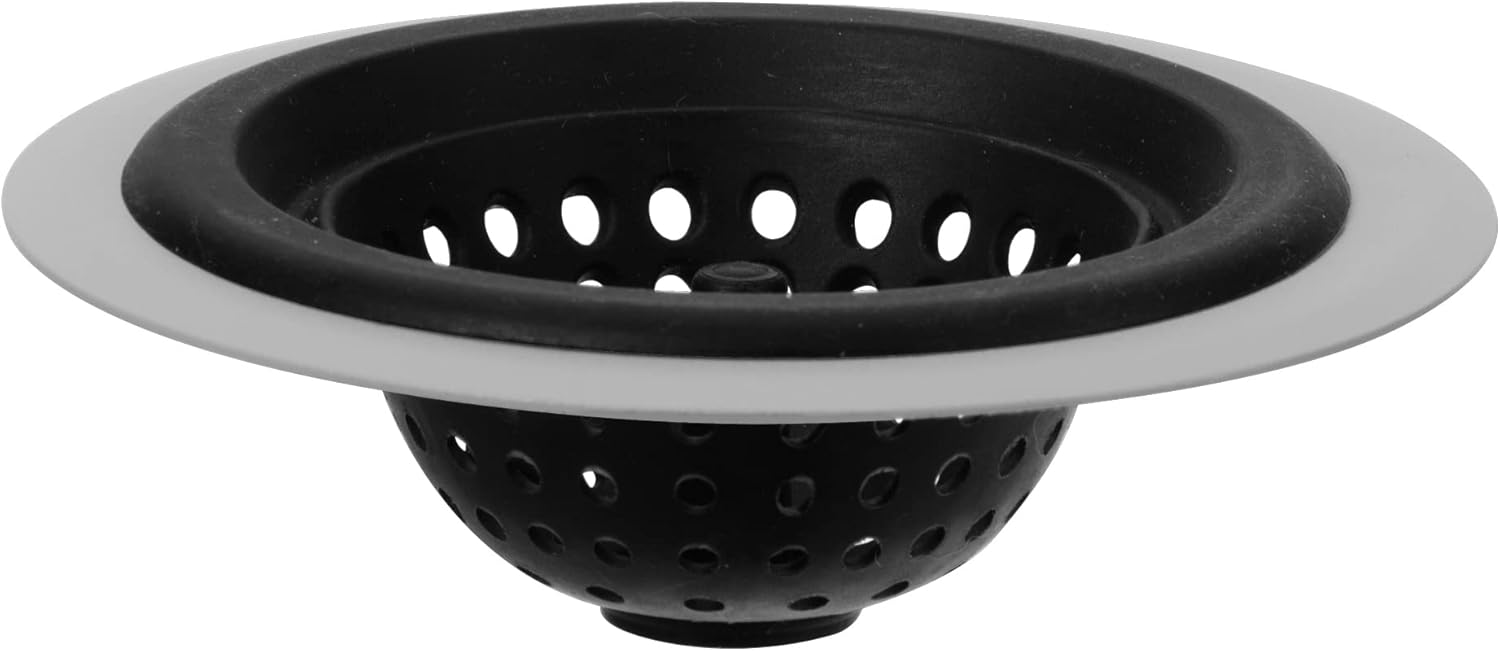 OGGI Silicone & Metal Sink Stopper- Great Kitchen Sink Stopper, Silicone Drain Stopper, Sink Plug, 4.6˝ Diameter Metal Rim, Black