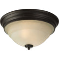 Progress Lighting P3184-77 2-Light Close-To-Ceiling with A Tea Stained Bell-Shaped Glass Bowl, Forged Bronze