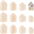 OLYCRAFT Unfinished Wood House Shaped Blocks - 12 Pcs in 4 Sizes for Farmhouse Decor | Crafting & DIY Projects