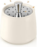 Ceramic Fruit Fly Trap - Reusable Indoor Kitchen Catcher with Stainless Steel Vent Lid | Safe Vinegar Bait (White, 1 Pack)