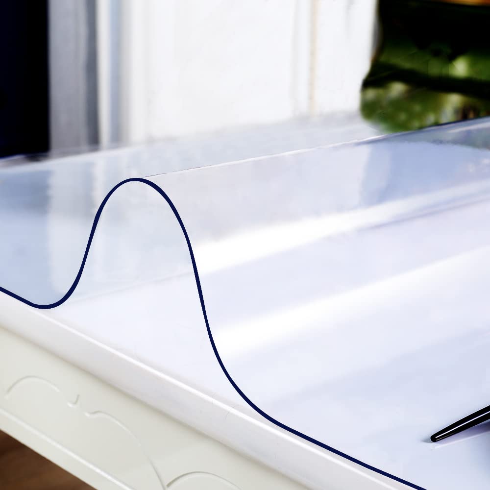 12x16 Inch PVC Clear Table Protector 1.5mm Thick Transparent Plastic Small Desk Protector for Night Stand Office & Computer Desk Clear Tablecloth Protector for Side Table End Table Dresser Rectangular