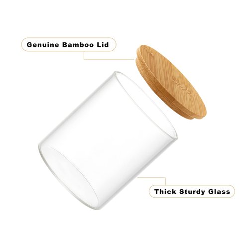 INIUNIK Qtip Holder with Vanity Tray, 3 Pack Glass Apothecary Jars with Lids, Bathroom Accessories Canisters Organizers Jars Containers for Cotton Ball Round Swab Pad Hair Ties Floss Perfume Jewelry