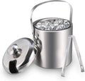 Sailnovo Mini Ice Bucket 1.2 Liter, Premium Compact Double-Wall Stainless Steel with Lid & Ice Tong, Ideal for Cocktails, Personal Bar, Small Parties - Silver