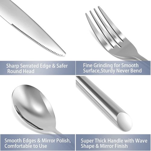 DEACORY Silverware Set Flatware Set Stainless Steel Cutlery Set with Streamlied Handle Mirror Finished Heavy 20 Pieces Home Kitchen Daily Use Wedding Housewarming Gift Dishwasher Safe Service for 4