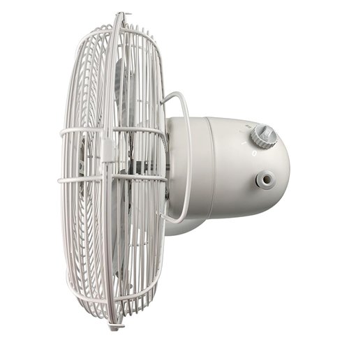 Good Housekeeping 92602 All-Metal 12" Retro Desk Office Table Fan with Wide Oscillation, 3-Speed Settings & Carrying Handle, Matte White