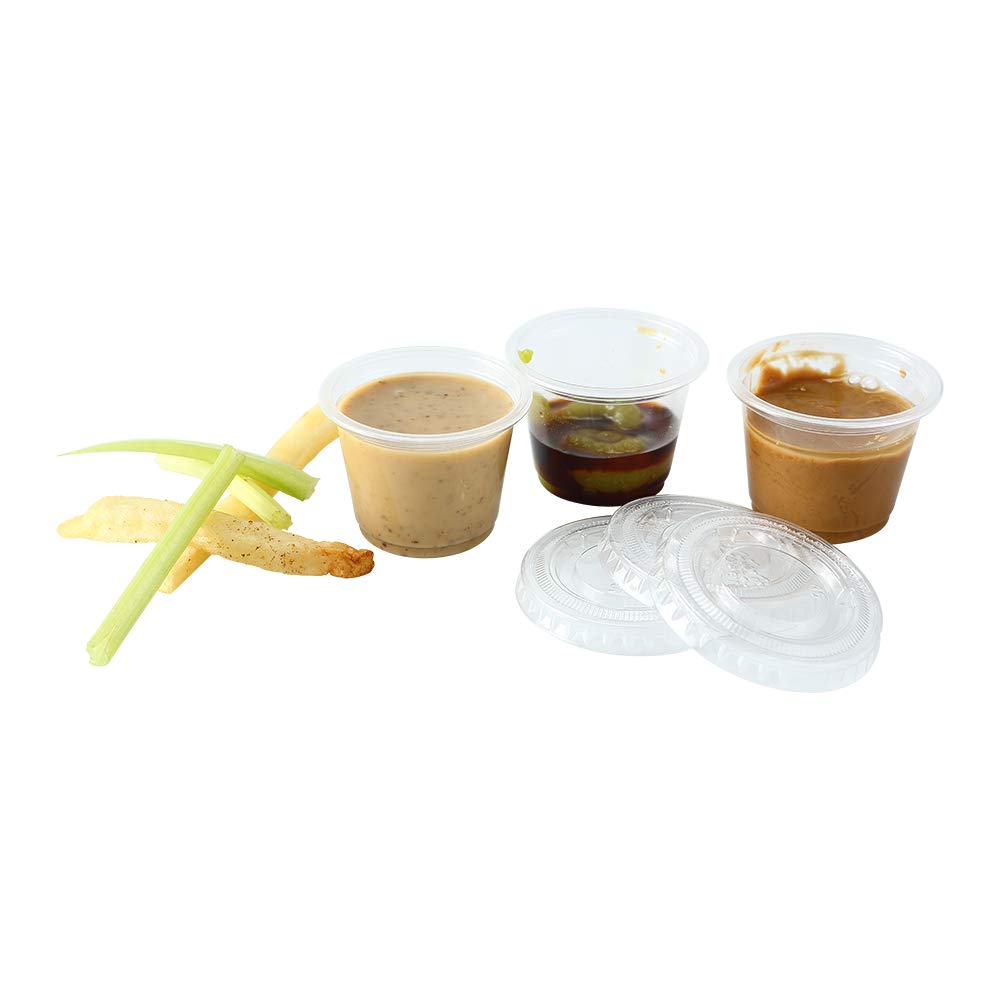 TashiLiving 200-1oz Clear Polypropylene Small Plastic Containers | cups | with lids