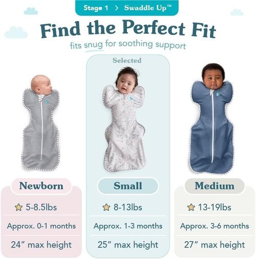 Love to Dream Swaddle UP, Baby Sleep Sack, Self-Soothing Swaddles for Newborns, Snug Fit Helps Calm Startle Reflex, Newborn Essentials Must-Haves, Lite 0.2 TOG, Sleep Sack, 8-13 lbs, Soft Blue