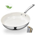 SAKAMOSH 9.5" Tri-Ply Stainless Steel Frying Pan, Nonstick Ceramic Pan, Skillet with Stay-Cool Handle, Non Toxic, PFAS PFOA PTFE Free, Dishwasher & Oven Safe, Induction, Compatible with All Cooktops