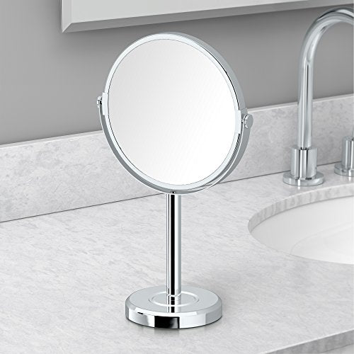 Gatco 1386C Latitude II Minimalist 3X Magnifying Makeup Mirror, Countertop Bathroom Vanity Mirror, 12.5-Inch H, Chrome