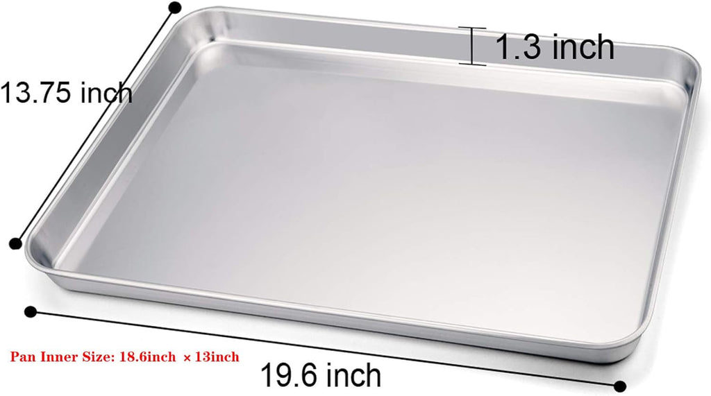TeamFar Baking Sheet Set - Heavy Duty Stainless Steel Cookie Sheets | Non-Toxic, Dishwasher Safe, 20" x 14" - 2 Pieces