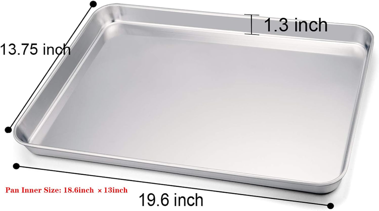 TeamFar Baking Sheet Set - Heavy Duty Stainless Steel Cookie Sheets | Non-Toxic, Dishwasher Safe, 20" x 14" - 2 Pieces