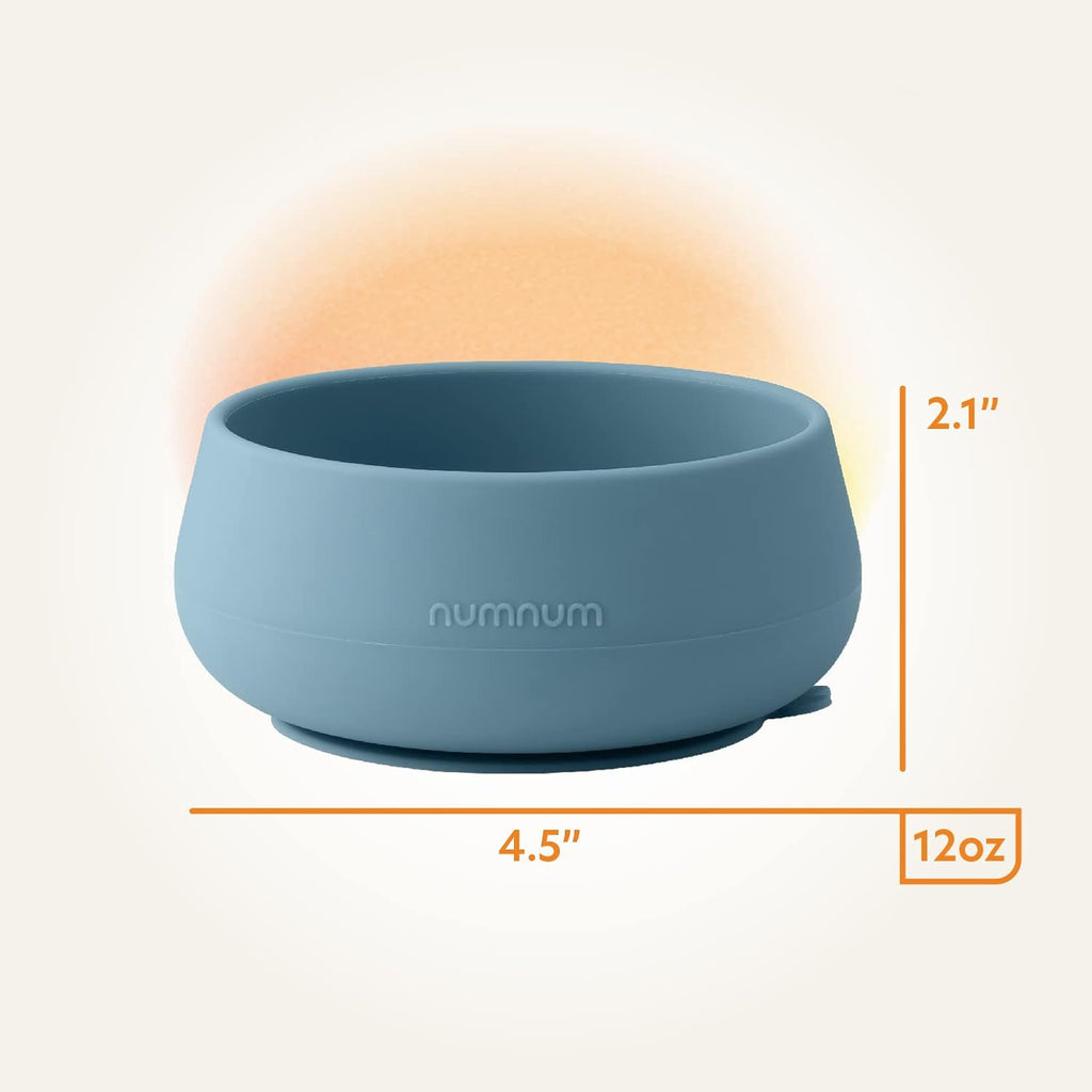 NumNum Suction Bowls - Extra Strong Non-Slip Silicone, BPA-Free, 2-Pack for Baby-Led Weaning | Blue/Green