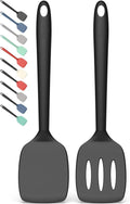 Coukre Silicone Spatula Set - High Heat Resistant, BPA Free, Solid & Slotted Turners (2 Pack, Pure Black)
