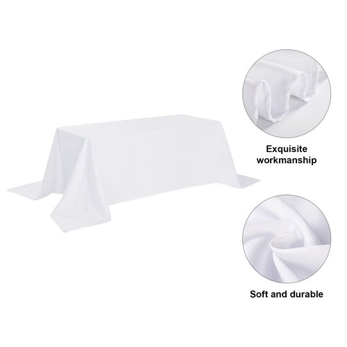 6 Pack White Tablecloth 90 x 156 Inch Table Cloth for 8 Foot Rectangle Tables, Wrinkle Resistant Washable Polyester Fabric Table Covers for Party, Wedding,Dining,and Banquet