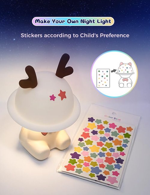 L LOHAS Nursery Night Lights, Cute Nursery Lamps with 7 Colors Adjustable Touch Control, USB Rechargeable, Kawaii Decor Stuff