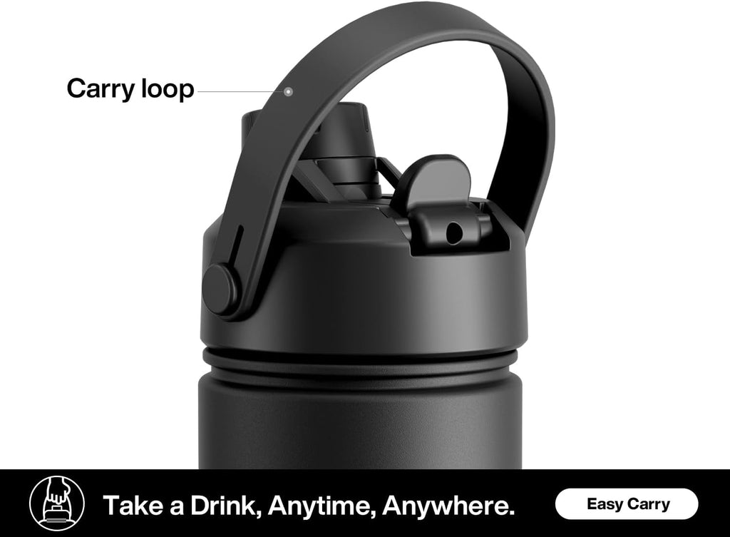 POWCAN 26 oz Insulated Water Bottle - 2-in-1 Straw & Spout Lid, Leak-Proof, Fits Car Cup Holder, Stainless Steel