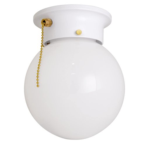 Design House Millbridge Globe 6 Inch Diameter Indoor Ceiling Light Fixture with Pull Chain, for Bedroom, Hallway, Closet & Dining Room, Opal Glass, White, 510040