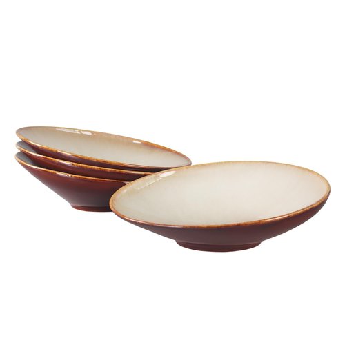 jinsongdafa Ceramic Pasta Bowls 17 Oz, Salad plates, for Serving Soup Pasta Noodle Dinner, Set of 4 Large Kitchen Serving Bowls Plates, Microwave Safe, apply Indoor Outdoor, Bevel edge 9.2 Inch