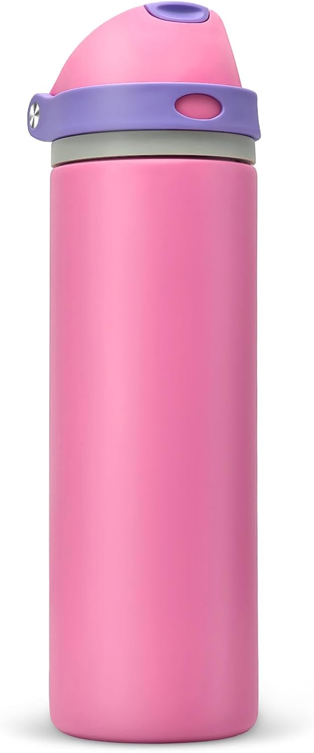 Skiennix 24 oz Insulated Water Bottle - Leak Proof Stainless Steel with One-Touch Flip Lid & Straw | Pink