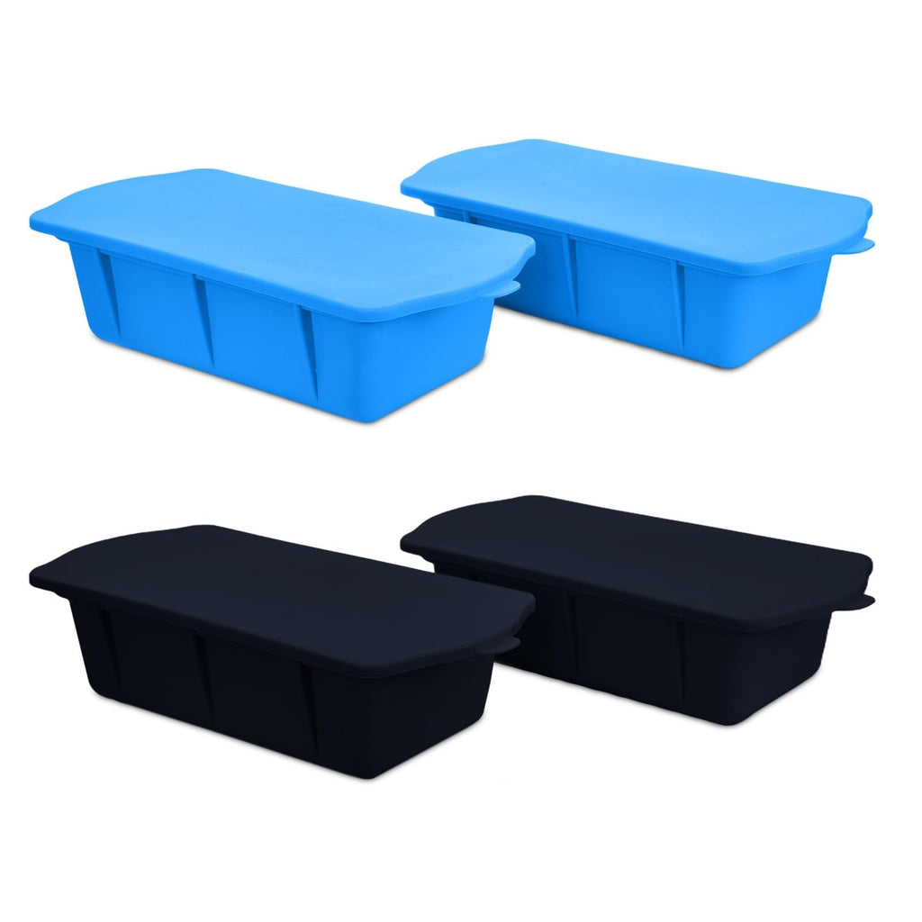 SILKORA - Large ice cube molds. Shape 2,5 Lbs Ice Bricks, 4Pcs Extra Large Ice molds with Lids for Stackings Ice Bath, Silicone Ice Cube Molds for Cold Plunge and Kitchen.
