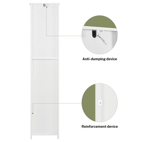 WEENFON 67 Tall Bathroom Cabinet with 6 Shelves & 1 Drawer, Narrow Storage Cabinet with Adjustable Shelves, Silm Cabinet for Living Room, Kitchen, White