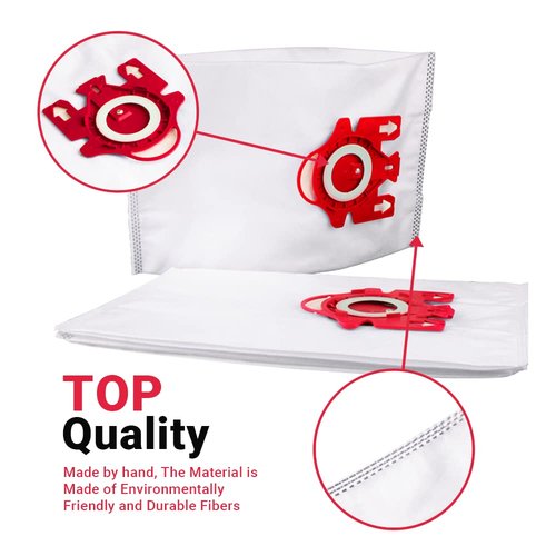 Hongfa Canister Vacuum Cleaner Bags for Miele Type FJM, 15 Packs AirClean 3D Efficiency Dust Bag Compatible with Miele Compact C2 Compact C1 S6000-S6999 S4000-S4999,S700 S500-S578 Vacuum Cleaner