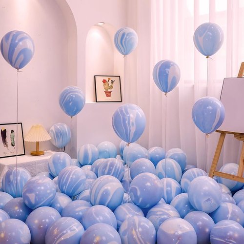 Colorful Macaron Balloons - 100 Pack Pastel Balloons for Graduation, Weddings, Birthdays & Baby Showers | Blue