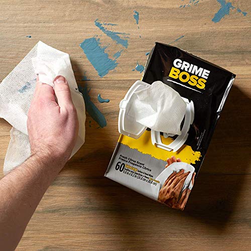 Grime Boss Heavy Duty Hand Cleaning Wipes, White 60 Count (Pack of 1)