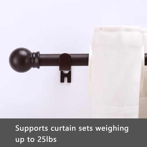 GXOACKJ Heavy Duty Metal Curtain Rod Set - 2 Pack Brown, Adjustable 28 to 78 Inch with Brackets