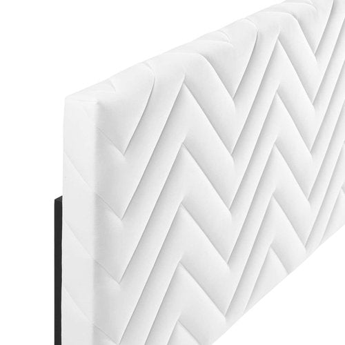 Modway MOD-6658-WHI Mercy Chevron Tufted Performance Velvet Twin Headboard, White