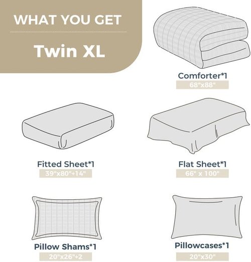 HYMOKEGE Twin XL Comforter Set - Teal Seersucker 5-Piece All-Season Luxury Bedding Set