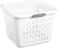 1.5 Bushel Square Plastic Laundry Basket by [Brand Name] - BPA-Free, Sturdy & Stackable, White with 2 Comfort Grip Handles
