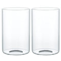 Skelang Clear Lip-less Glass Lamp Shade, Cylindrical Light Cover with Fitter Opening, Replacement for Chandelier, Bathroom Vanity Light, Pendant, Pack of 2