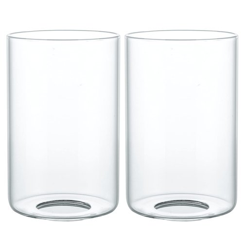 Skelang Clear Lip-less Glass Lamp Shade, Cylindrical Light Cover with Fitter Opening, Replacement for Chandelier, Bathroom Vanity Light, Pendant, Pack of 2