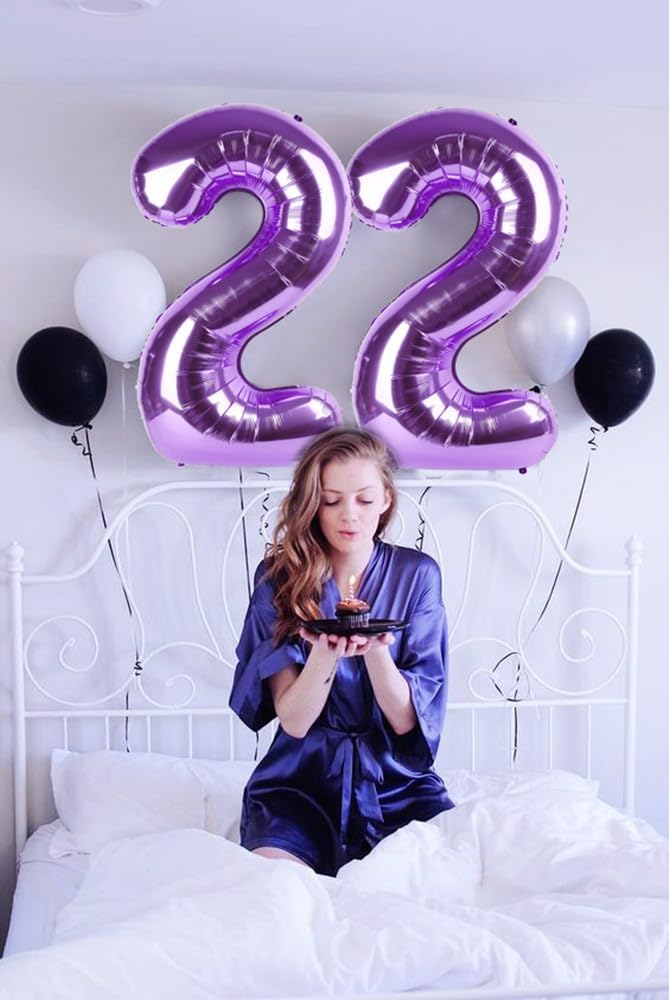 Skiennix 40-Inch Purple Number Balloons - Perfect for 2nd, 12th, 21st Birthday Celebrations & Events